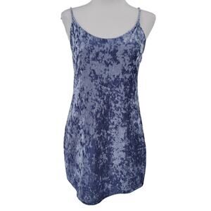 Crushed Velvet Mini Dress Blue Summer Party Fairy Core Vacation Romantic Size M
